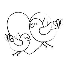 cute flying birds heart in love romance