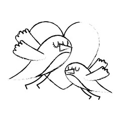 cute flying birds heart in love romance