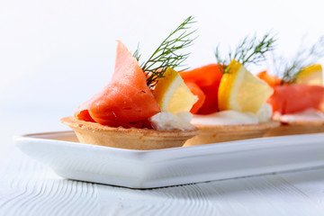 Tartlets with salmon.