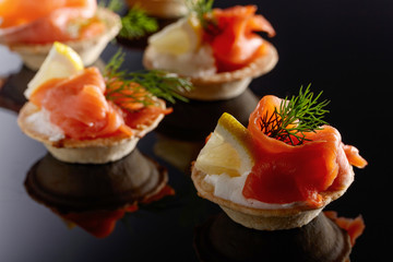 Tartlets with salmon.