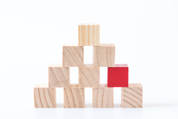 Obraz premium stack of wood cube building blocks