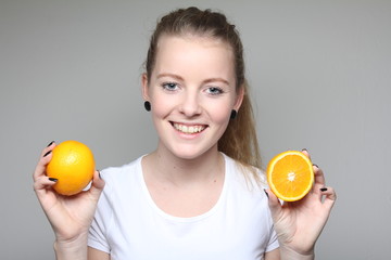 Caucasian woman with orange