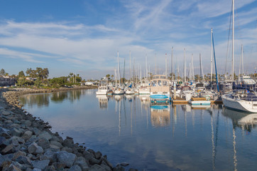 Fototapeta na wymiar Yatchs in the marina at Coronado Island, California