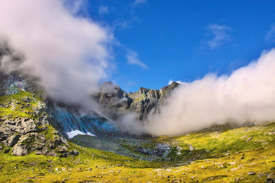 Clouds fly in the Norwegian mountains, Norway