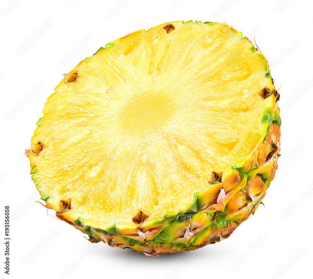 Wall mural pineapple slice isolated on white background. fresh raw ripe fruit.