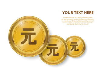 Gold coin with Yuan Currency sign