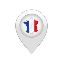 Isolated pin with a french flag on a white background