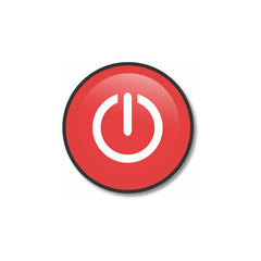 Red round button with metallic border
