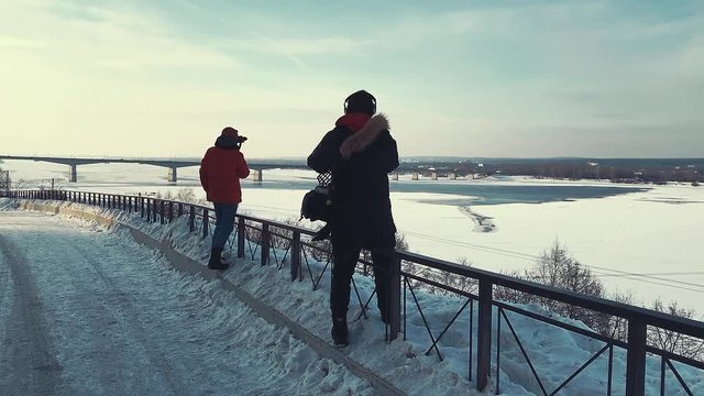 mbankment in Perm in the winter evening