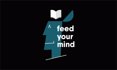 feed your mind. reading concept. happy man thinking of reading. open minded man. vector illustration. eps 10