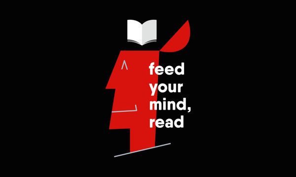 Feed Your Mind. Reading Concept. Happy Man Thinking Of Reading. Open Minded Man. Vector Illustration. Eps 10