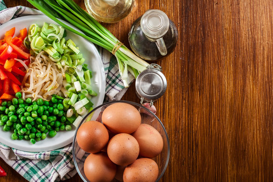 Ingredients ready for preparing egg fu yung