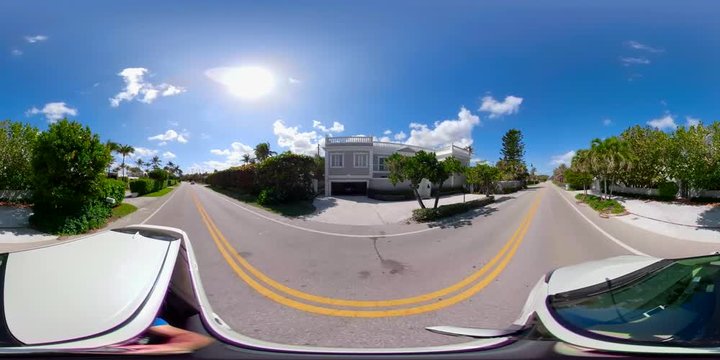 Driving plates vr360 spherical video West Palm Beach Florida USA
