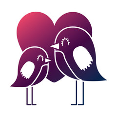 cute flying birds heart in love romance