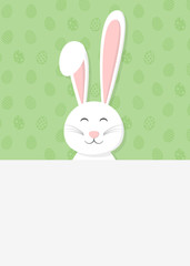 Concept of a poster for Easter with happy rabbit and copyspace. Vector.