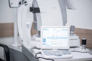 diagnostic ophthalmologic equipment. modern medical equipment in eye hospital. medicine concept