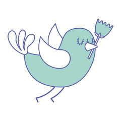 cartoon cute bird with tulip flower in beak