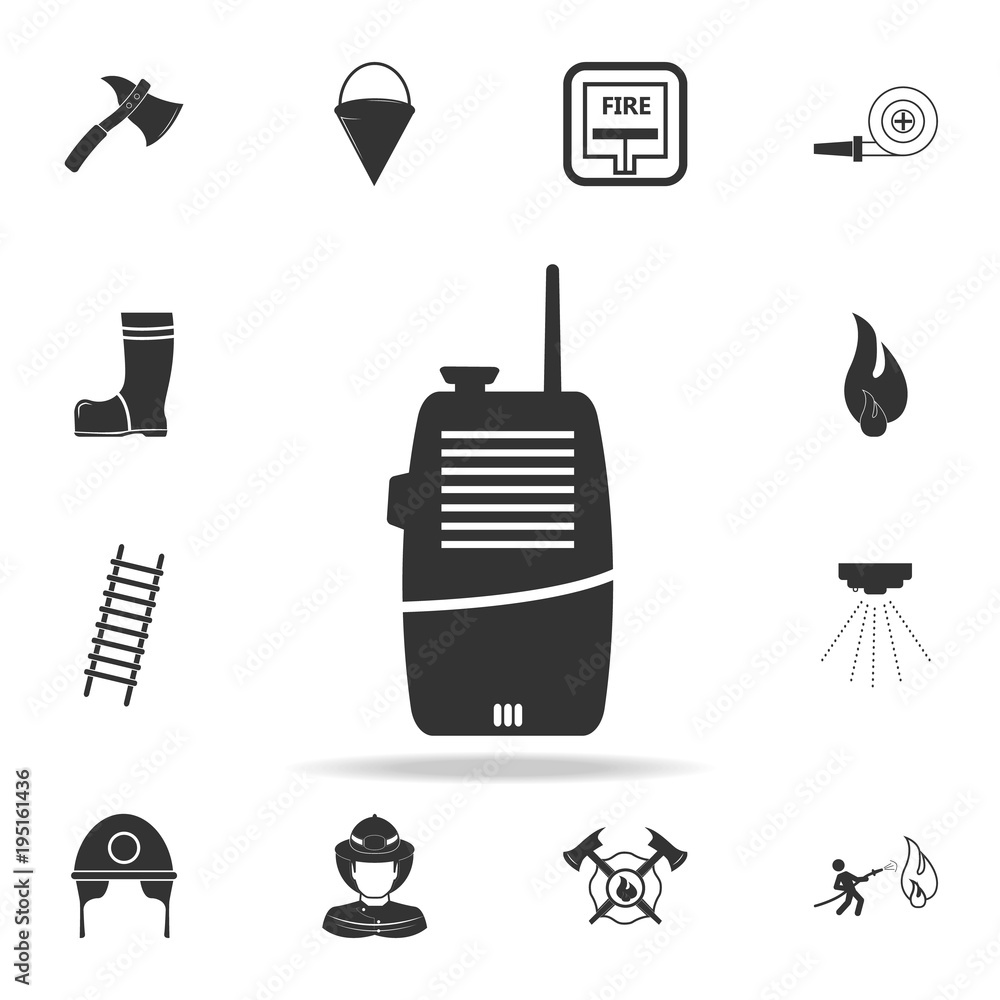 Poster two way radio icon. detailed set icons of firefighter element icons. premium quality graphic design.