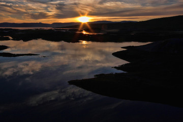 Clouds over the sea in the polar night, Norway