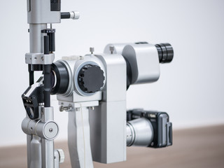 ophthalmologic microscope. modern medical equipment in eye hospital. medicine concept