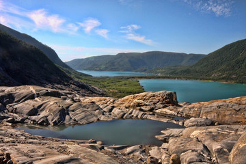 Bizarre rocks drained by glacier, Norway