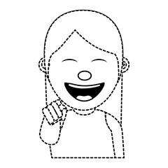 Obraz premium portrait cartoon smiling woman pointing gesture