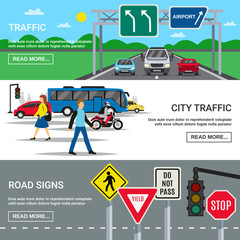 City Traffic Road Signs Banners 