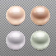 Realistic Pearls Transparent Background Set