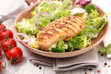 grilled chicken fillet and salad