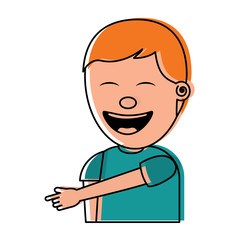 young man smiling pointing gesture