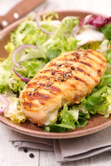 grilled chicken fillet and salad