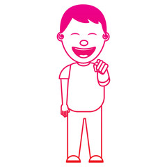 smiling boy bullying someone and pointing finger