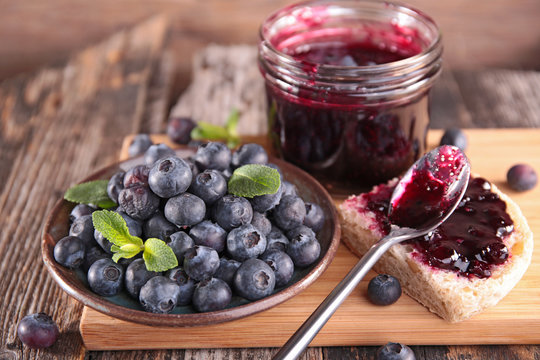 blueberry jam and bread