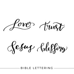Vector Bible Calligraphy, Trust Hand Lettering, Modern Script Font Lettering,Vector Poster with Modern Calligraphy