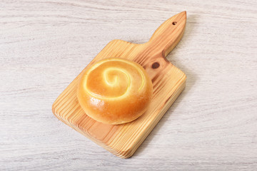 Milk custard bread on cutting board 