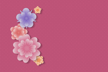 Background with flowers - layout with copyspace for Mother's Day, Women's Day. Vector.