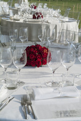 Detail of a table set for a banquet