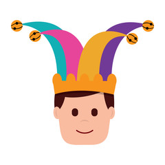 happy face man with jester hat character