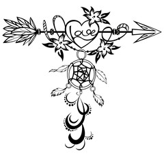 Wooden Arrow with Heart