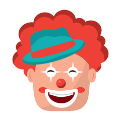 smiling clown face with hat and hair red