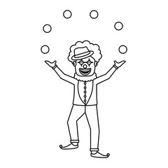 happy smiling clown juggling balls show character