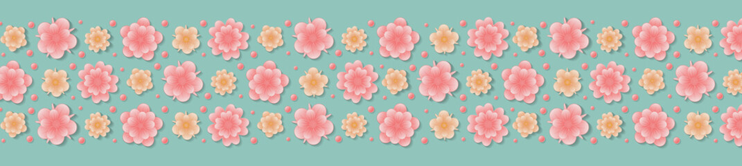Banner with 3d flowers. Vector.