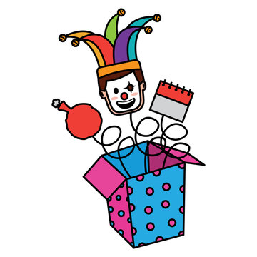 clown popping out of box clip art preview