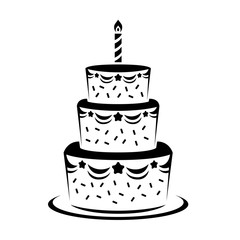 Birthday Cake and candle sign Vector Illustration design
