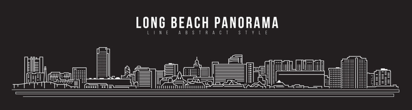 Cityscape Building Line art Vector Illustration design - Long beach city panorama