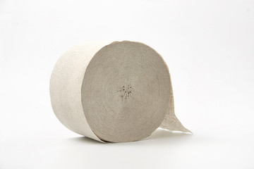 roll of toilet paper on white background.
