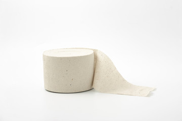 roll of toilet paper on white background.