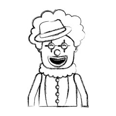 portrait happy clown with makeup and hat