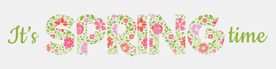 Spring is coming - vintage banner with hand drawn flowers. Vector. © Karolina Madej