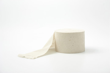 roll of toilet paper on white background.